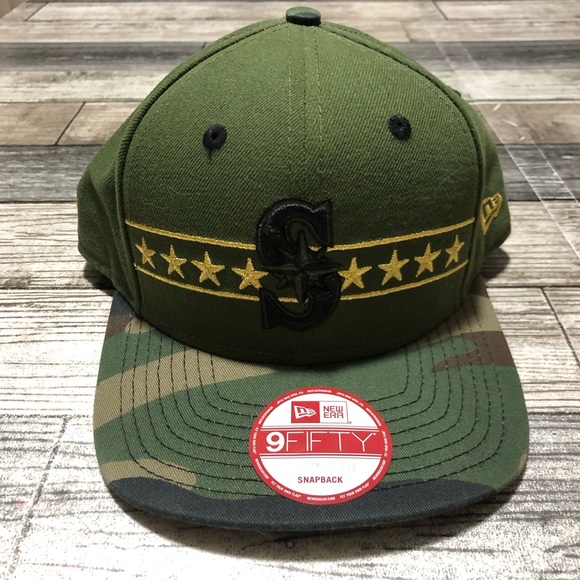 New Era 9Fifty Seattle Mariners MLB Snapback Hat Green Camo Original Fit - Picture 1 of 8